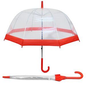 Clear See-Through Bubble Dome with Color Trim Elite Fashion Umbrella Red